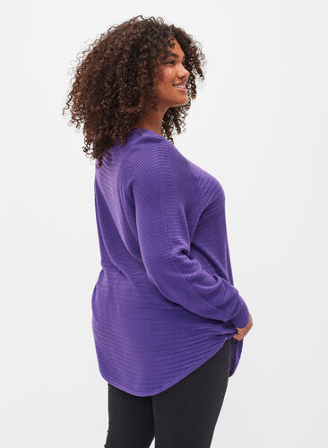 Gebreide blouse met ronde hals, Ultra Violet, Model image number 1