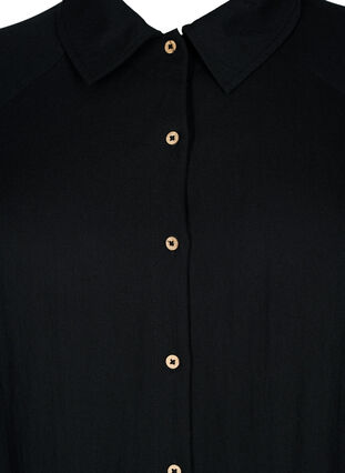 Chemise longue en viscose avec poches et manches 3/4, Black, Packshot image number 2
