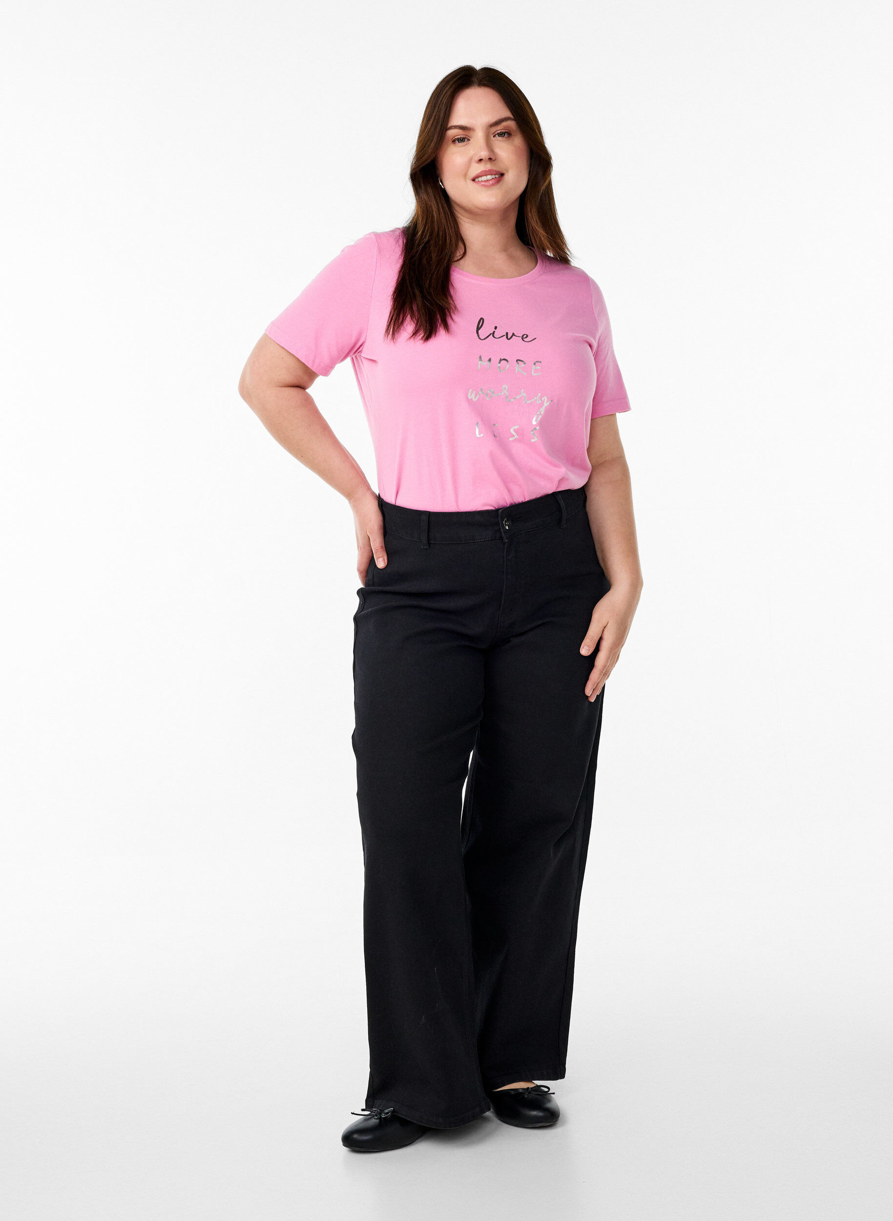 ZizziFLASH - T-shirt met motief, Roze, Model image number 1