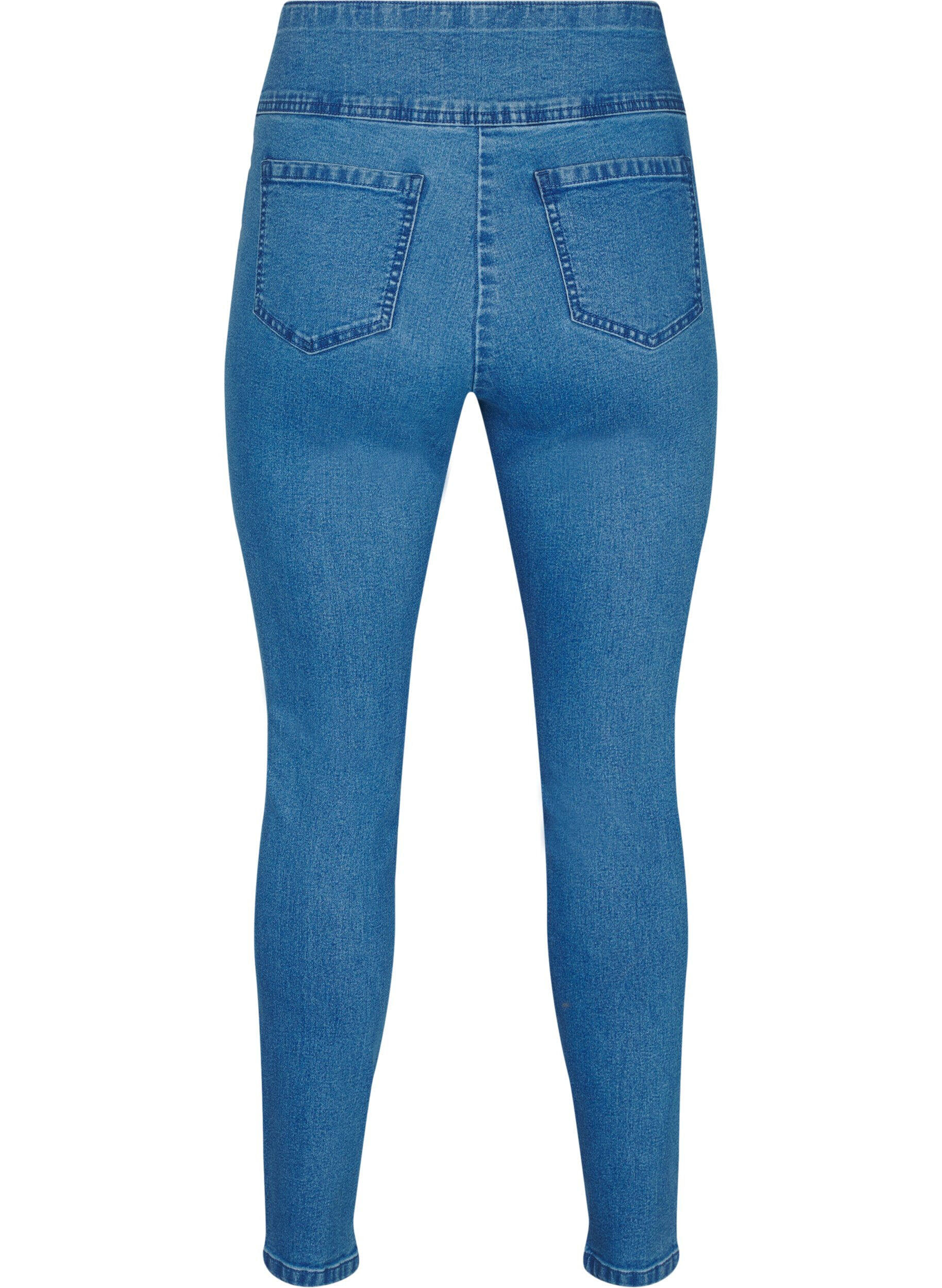 ZizziRekbare jeggings met een hoge taille, Blauw, Packshot image number 1