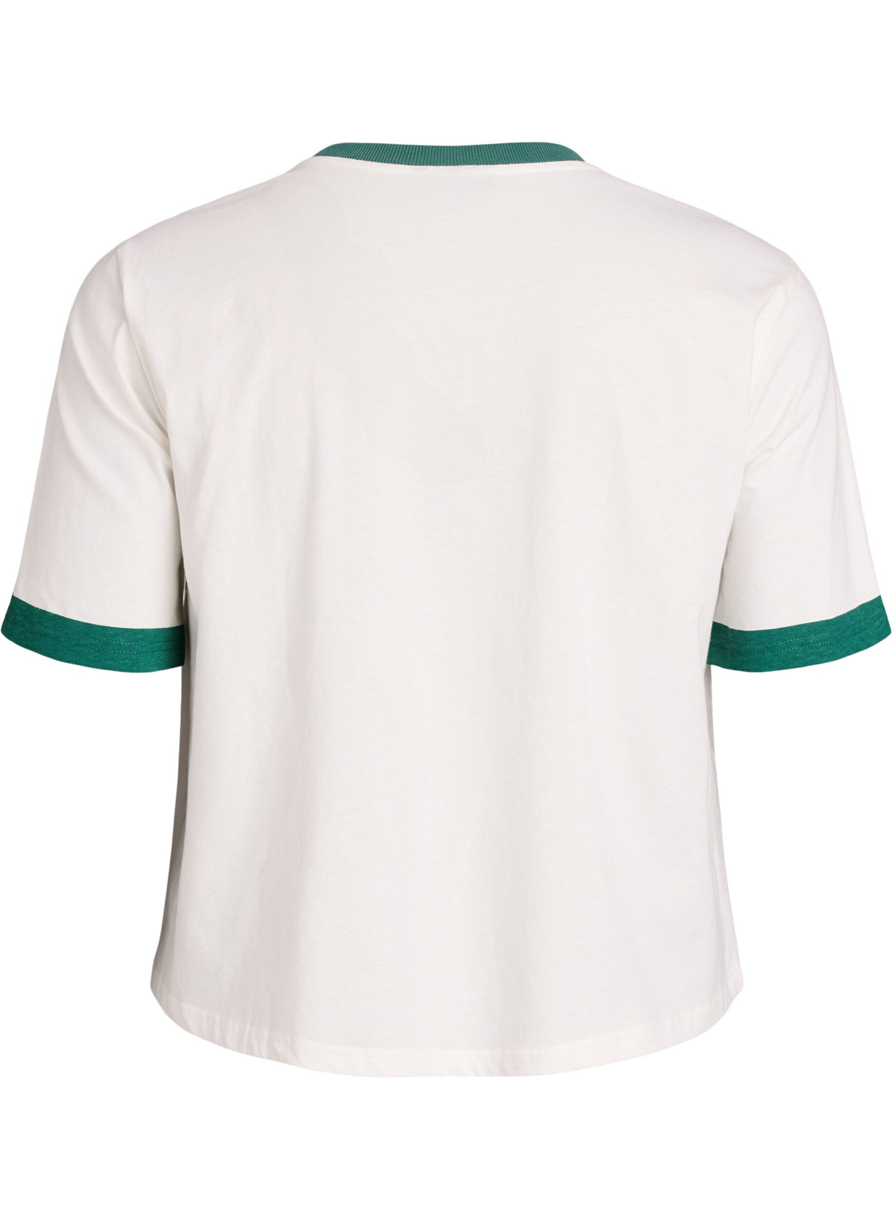 ZizziKatoenen T-shirt met tekstprint en boxy fit, Wit, Packshot image number 1