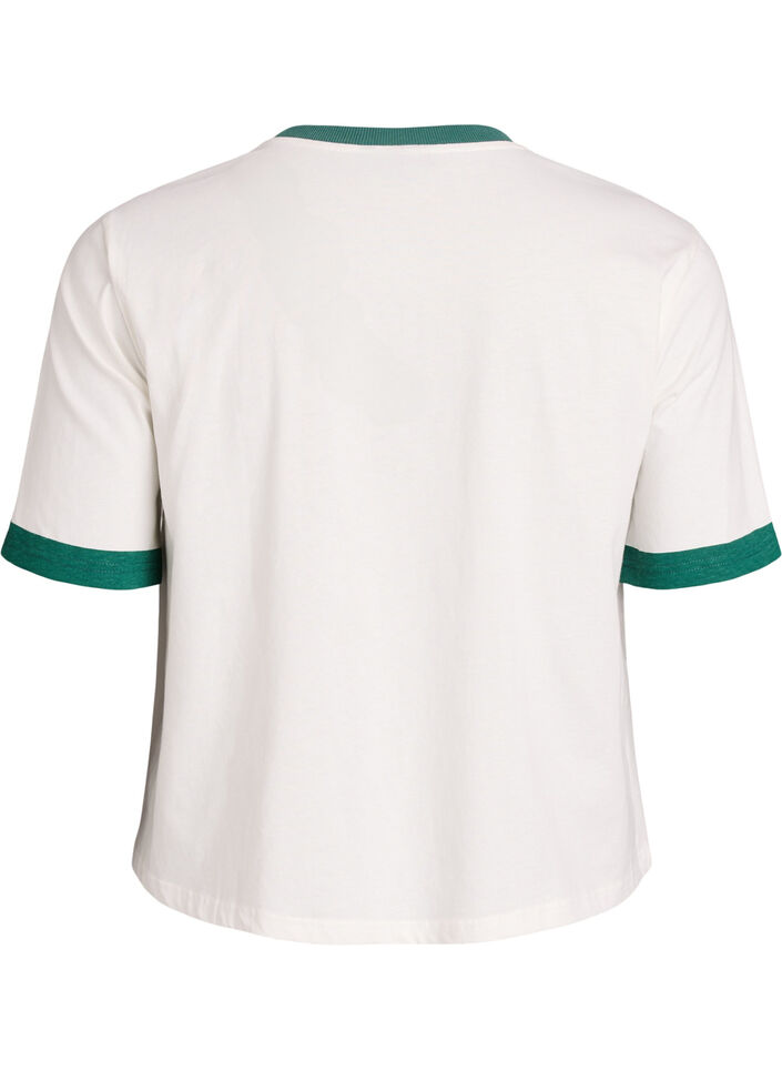 Katoenen T-shirt met tekstprint en boxy fit, Wit, Packshot image number 1