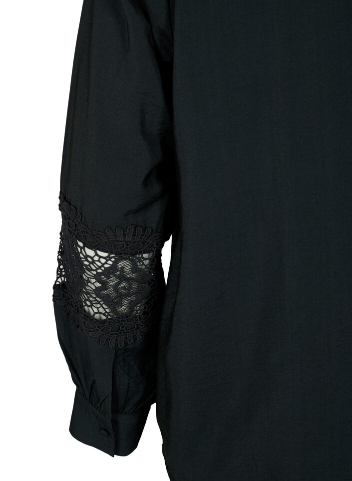 Blouse van viscose met gehaakte details, Black, Packshot image number 3
