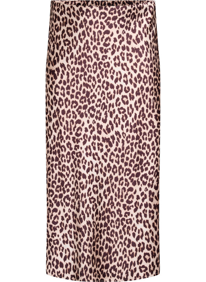 Satijnen midi rok, Bruin, Packshot image number 0