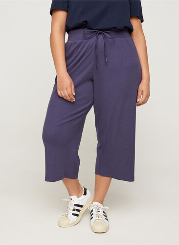 Pantalon-culotte ample en qualité côtelée, Odysses Gray, Model image number 0