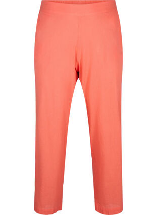 Pantalon ample en lin et coton mélangés, Living Coral, Packshot image number 0