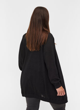 Cardigan tricoté en coton à paillettes, Black w/lurex, Model image number 1