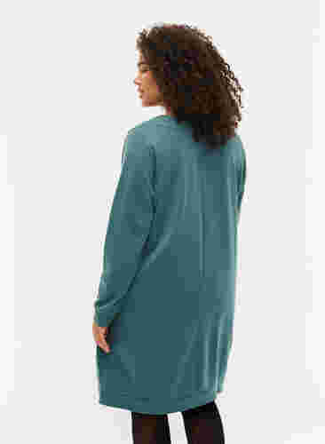 Robe sweat-shirt avec col en V, Sea Pine, Model image number 1