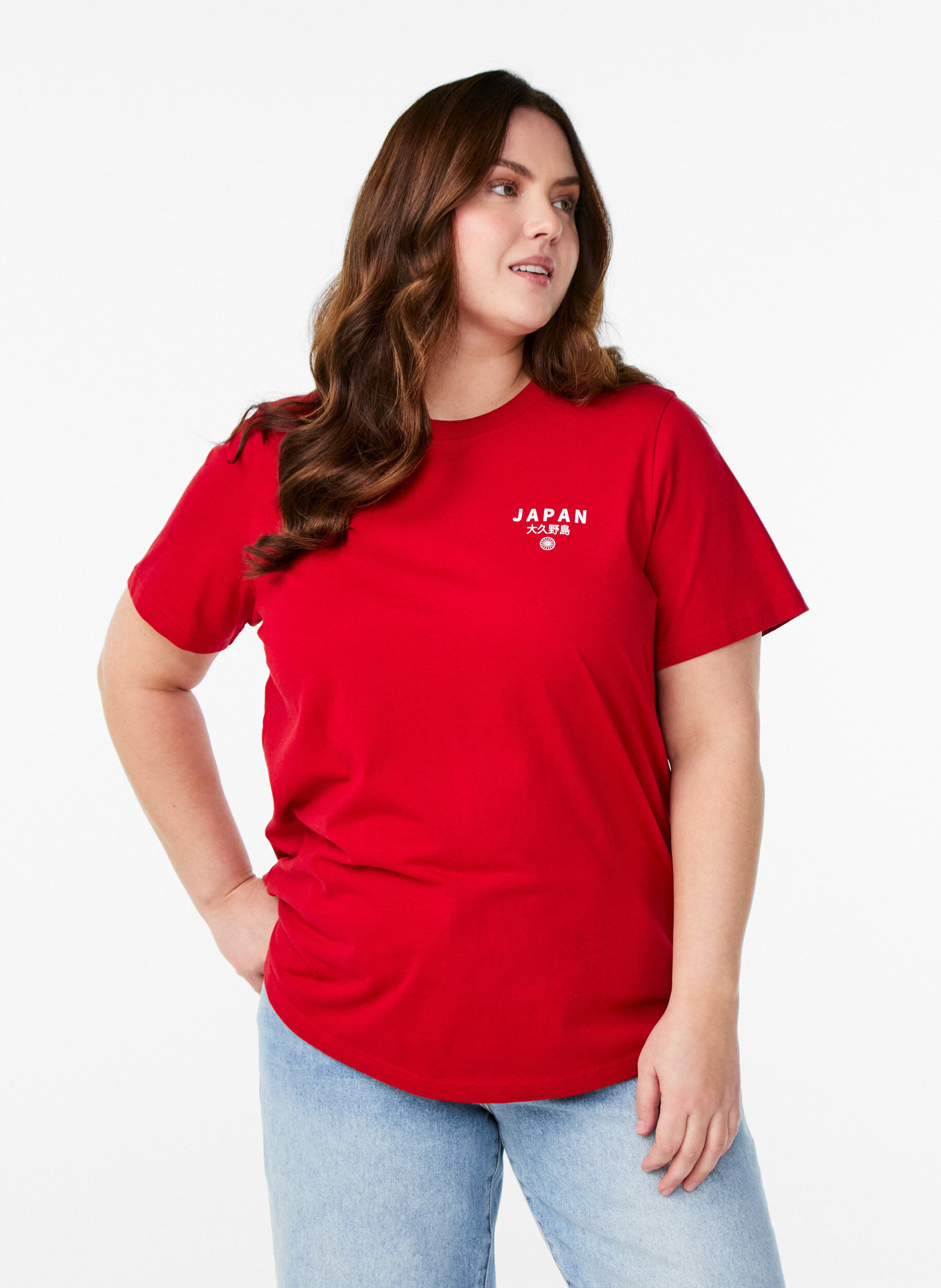 ZizziT-shirt met tekstprint en ronde hals, Rood, Model image number 0