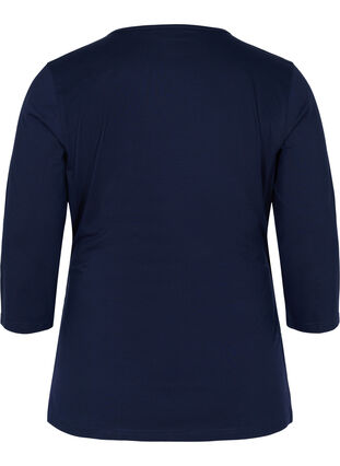 Katoenen blouse met 3/4 mouwen en wikkel, Night Sky, Packshot image number 1
