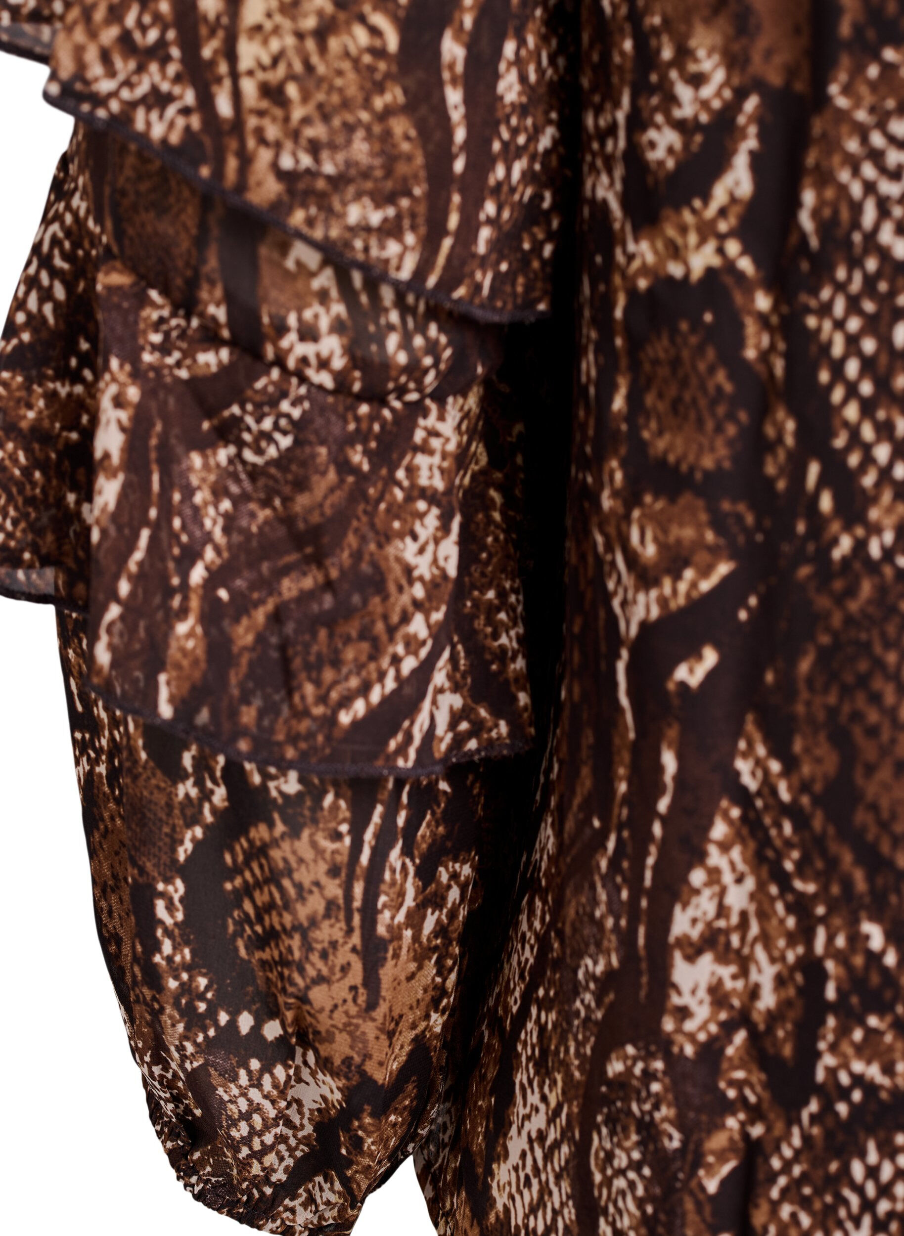 ZizziBlouse met dierenprint en ruches, Bruin, Packshot image number 3