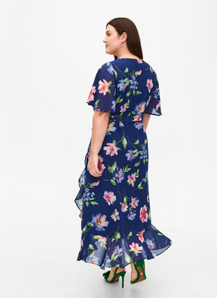 	 Midi-jurk met korte mouwen en bloemenprint, Blueprint Flower AOP, Model image number 1