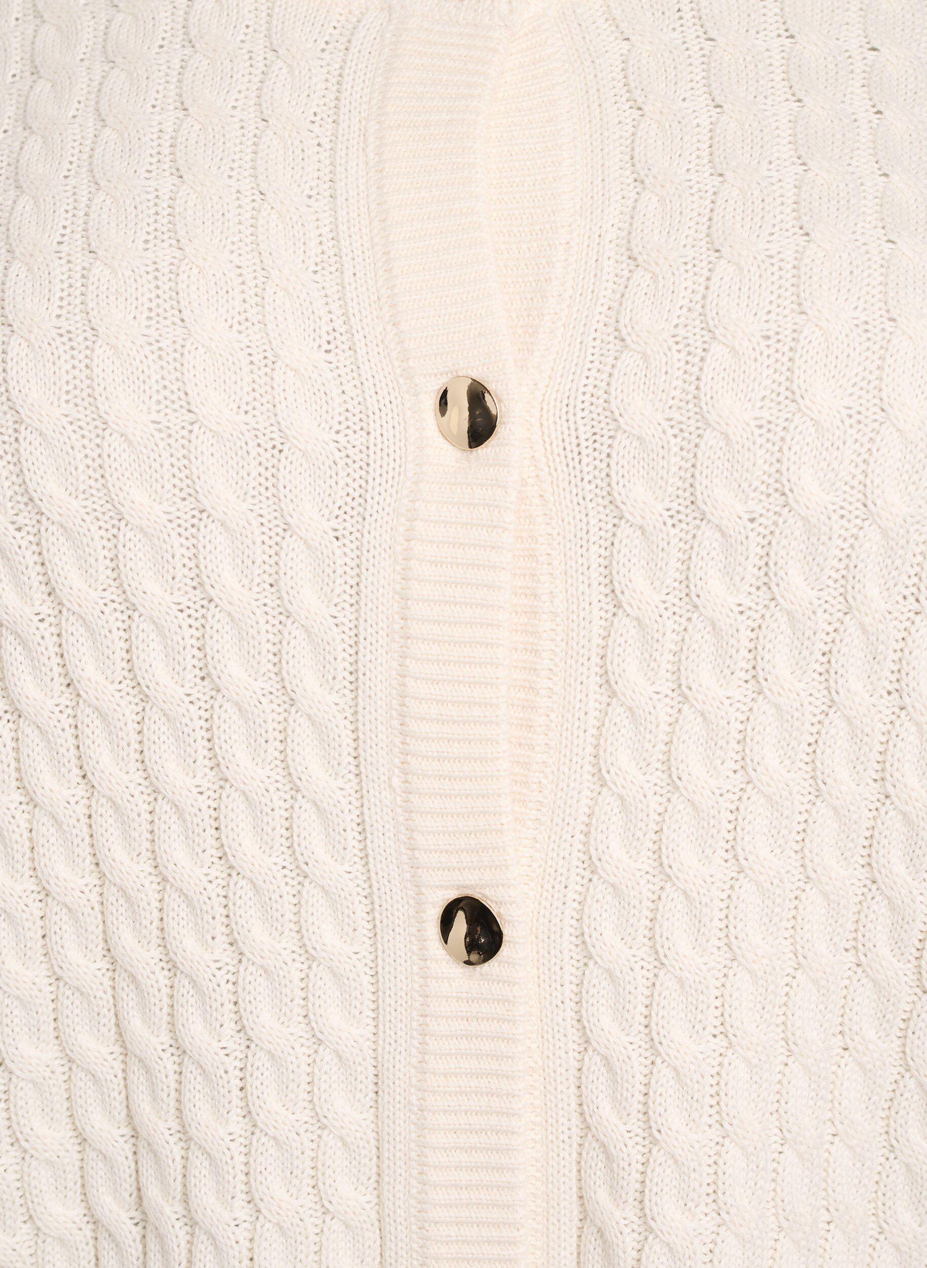 ZizziCardigan en maille torsad&eacute;e avec boutons dor&eacute;s, Vanille, Packshot image number 2