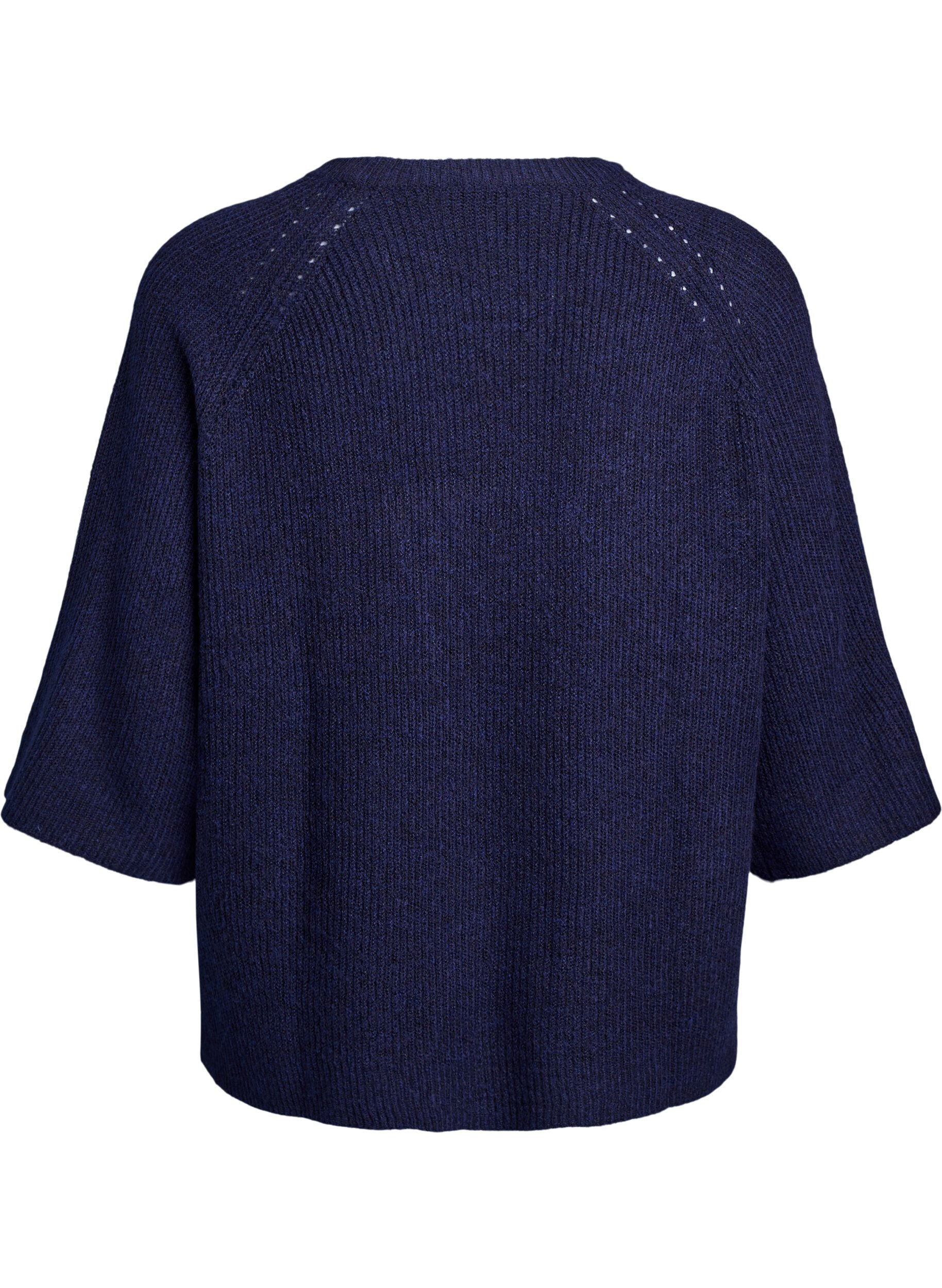 ZizziGeribde trui met 3/4 mouwen, Blauw, Packshot image number 1