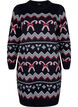 Lange mouwen gebreide jurk met een kerstmotief, Navy Blazer Comb, Packshot image number 0