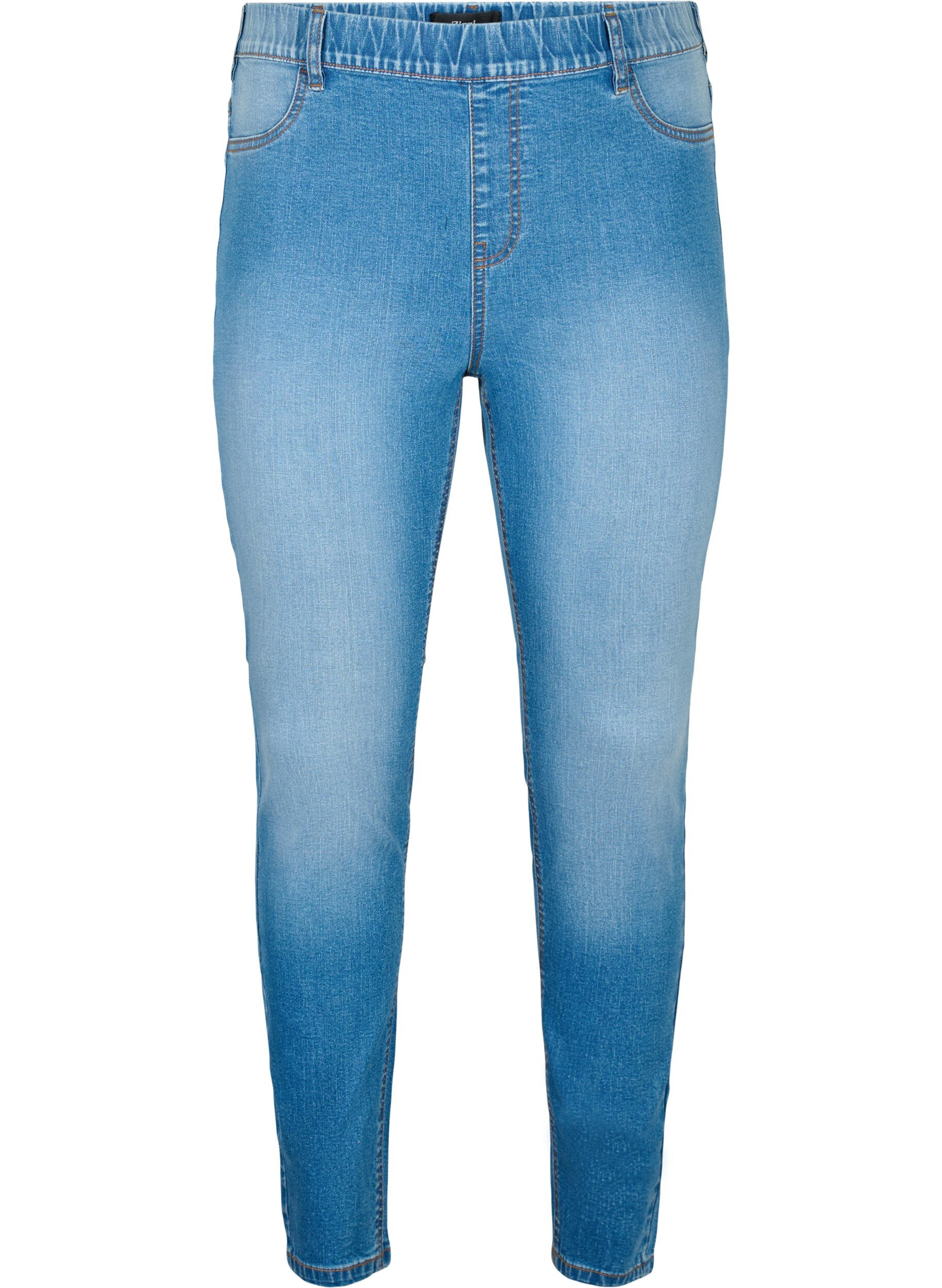 ZizziJeggings met achterzakken, Blue denim, Packshot image number 0