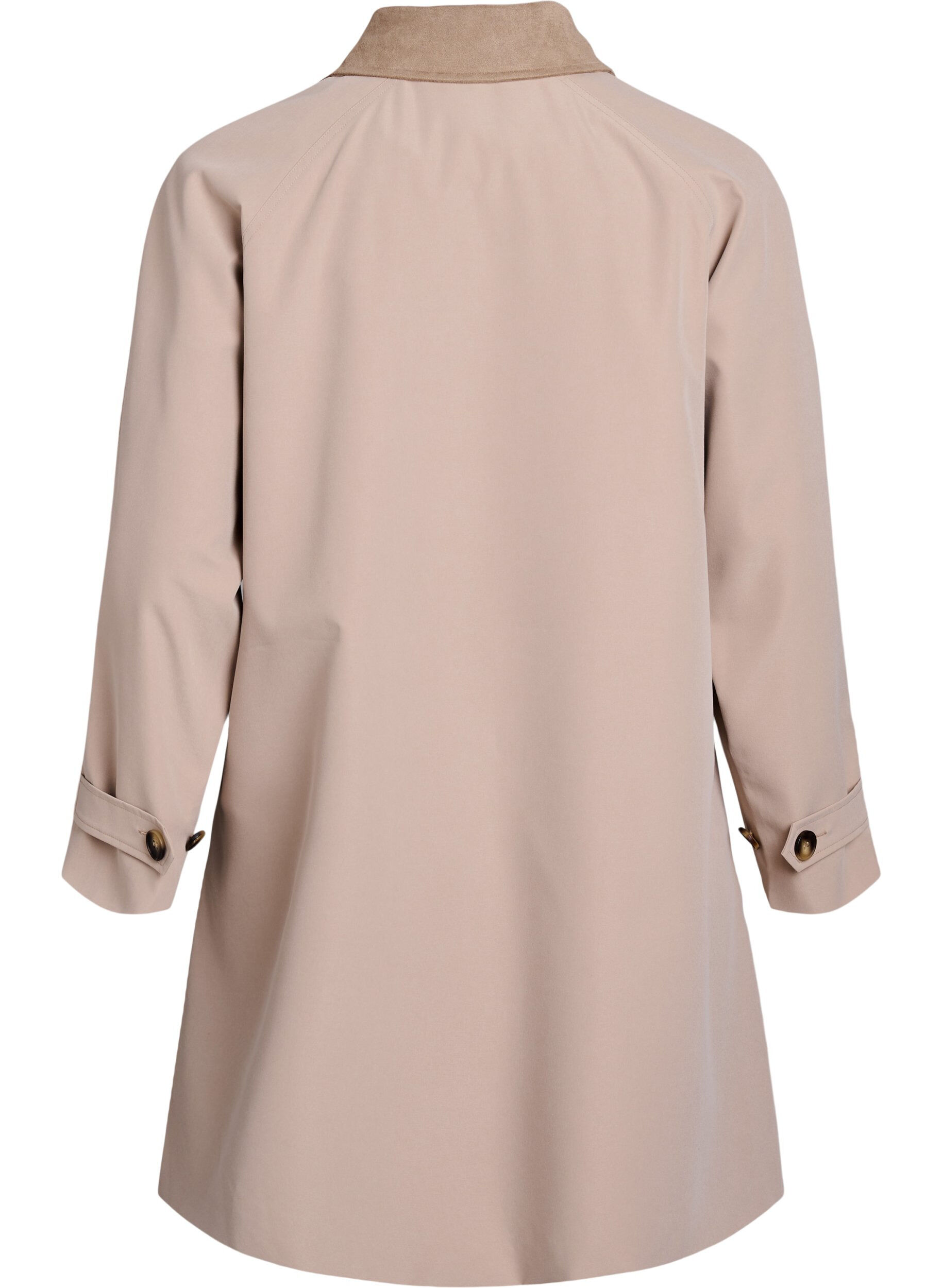 ZizziLentejas met imitatie su&egrave;de kraag en onzichtbare knoopsluiting, Beige, Packshot image number 1