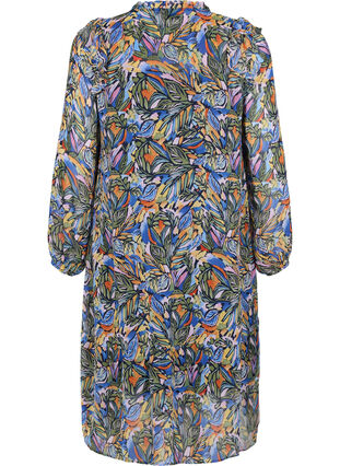 Robe midi colorée avec smocking et manches longues, Vibrant Leaf, Packshot image number 1