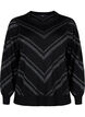 Pull tricoté avec un col rond et des reflets brillants, Black w.S.L.Stripes, Packshot image number 0