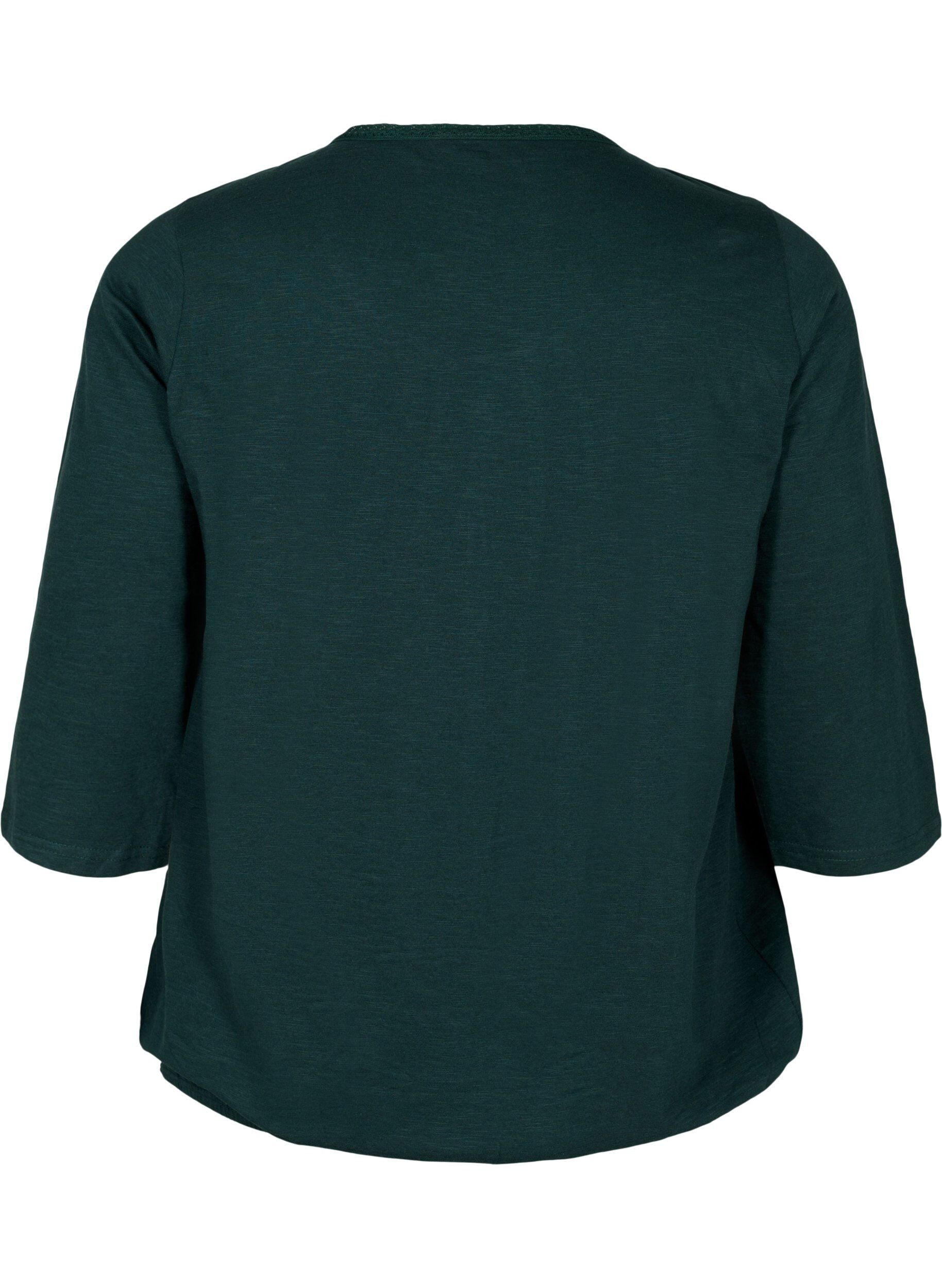 ZizziKatoenen blouse met 3/4 mouwen, Scarab, Packshot image number 1