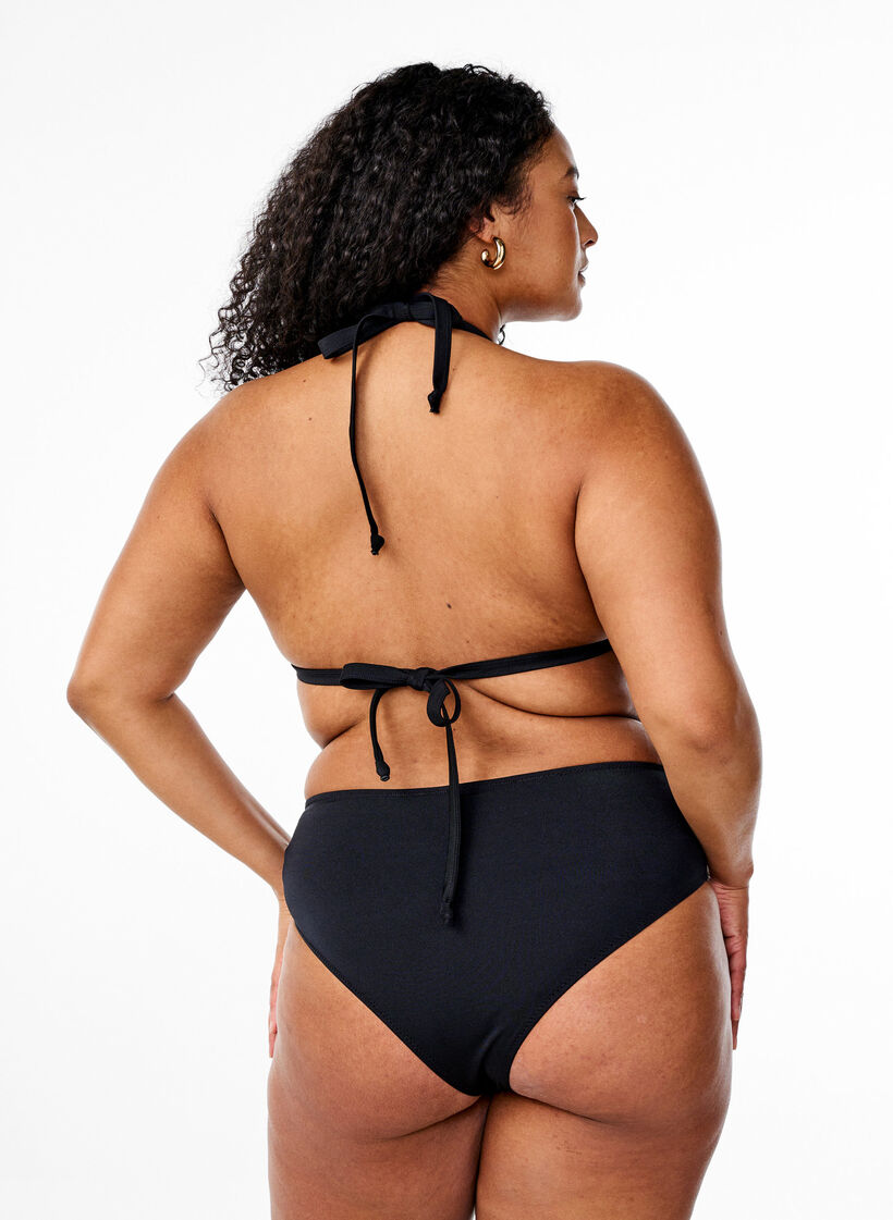 Effen bikinibroekje met normale taille, Zwart, Model