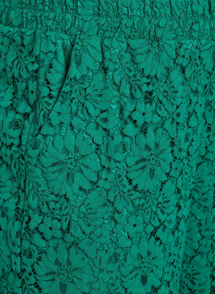 Kanten broek met hoge taille en zakken, Groen, Packshot image number 2