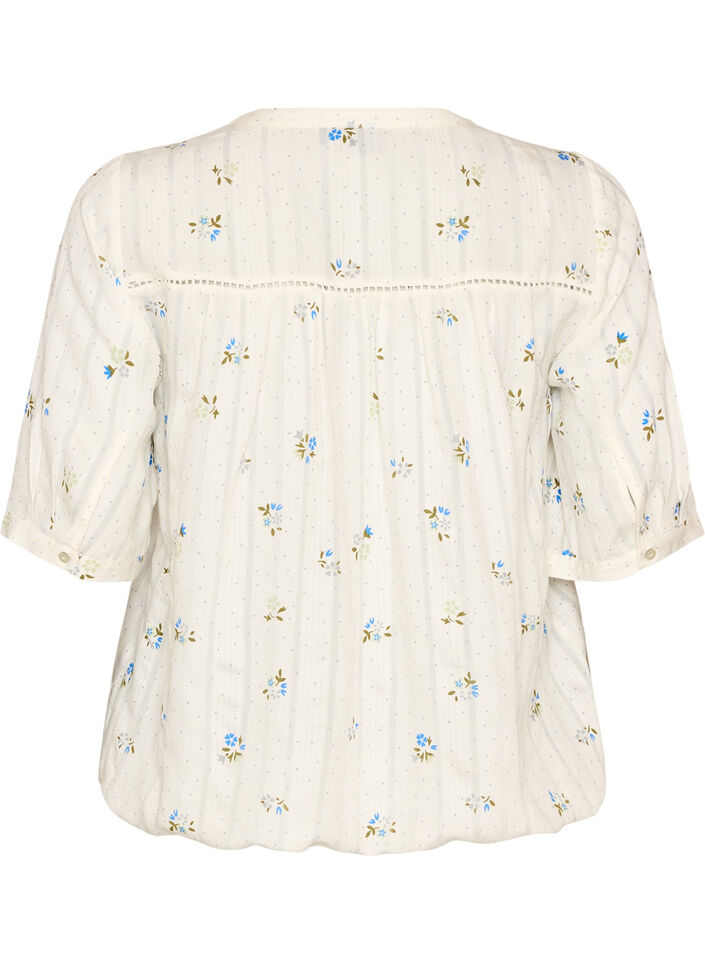 Blouse met print en 1/2 mouwen, Vanille, Packshot image number 1