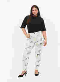 Amy jeans met hoge taille en bloemenprint, White Flower AOP L78, Model