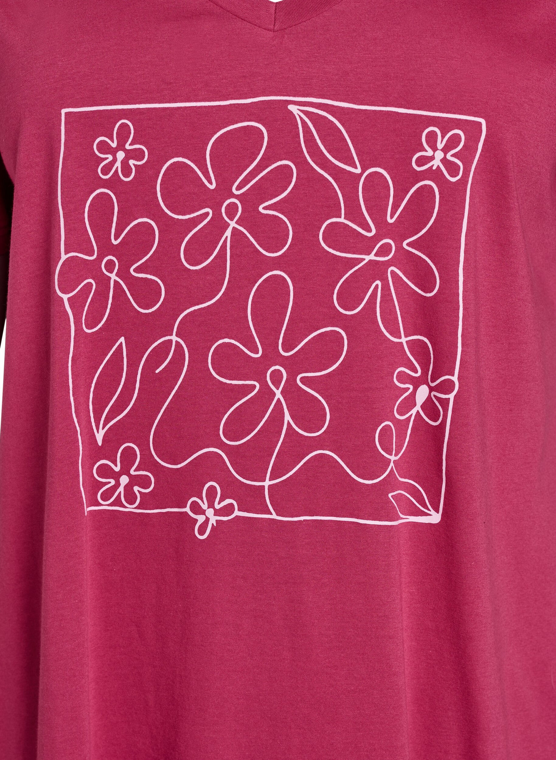 Zizzi Chemise de nuit en coton biologique et &agrave; col en V, Bordeaux, Packshot image number 2