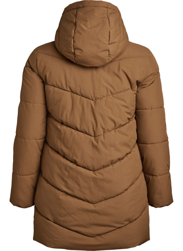 Doudoune mi-longue avec capuche, Camel, Packshot image number 1