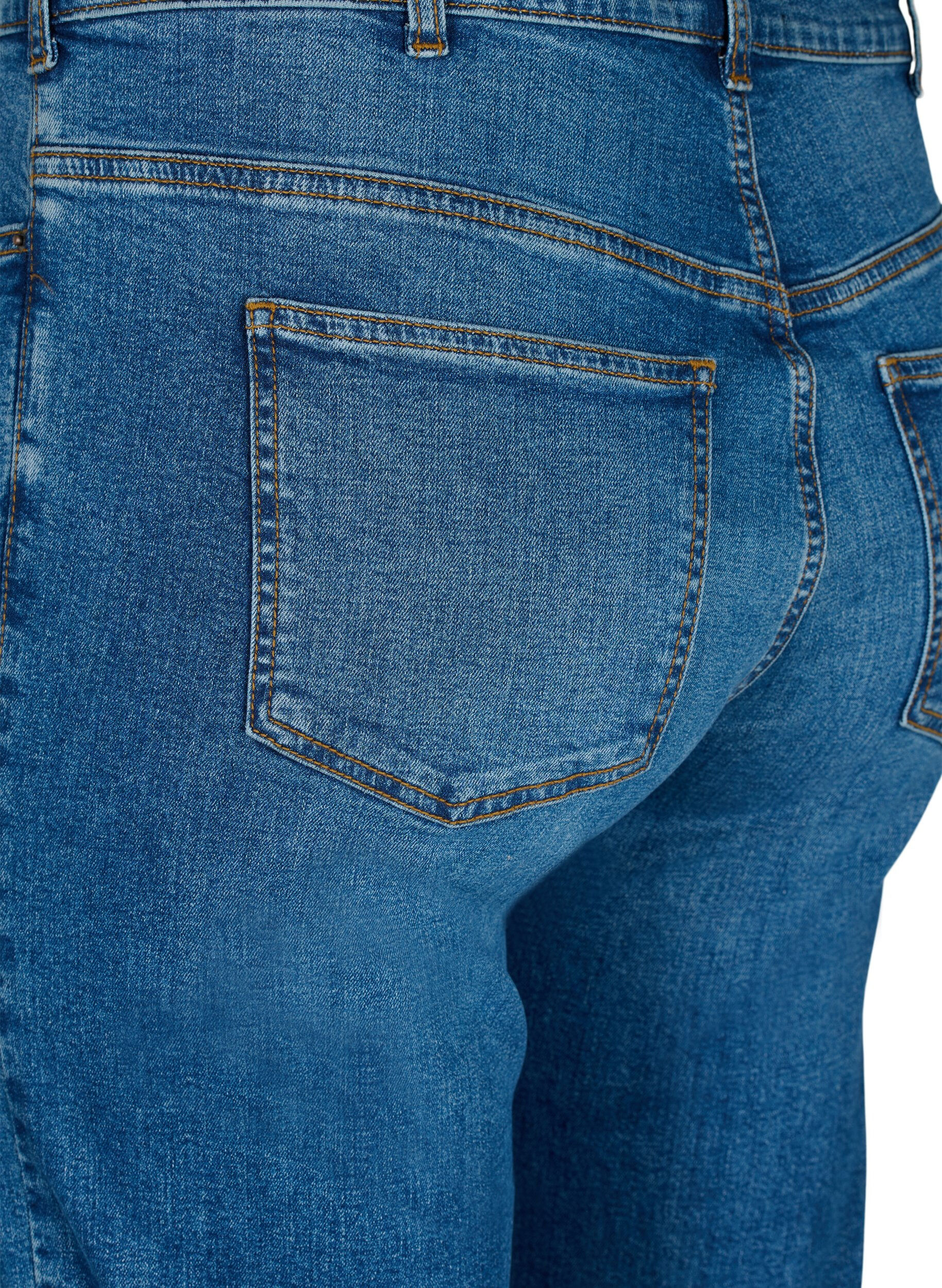 ZizziGemma-jeans met hoge taille en normale pasvorm, Blue denim, Packshot image number 3