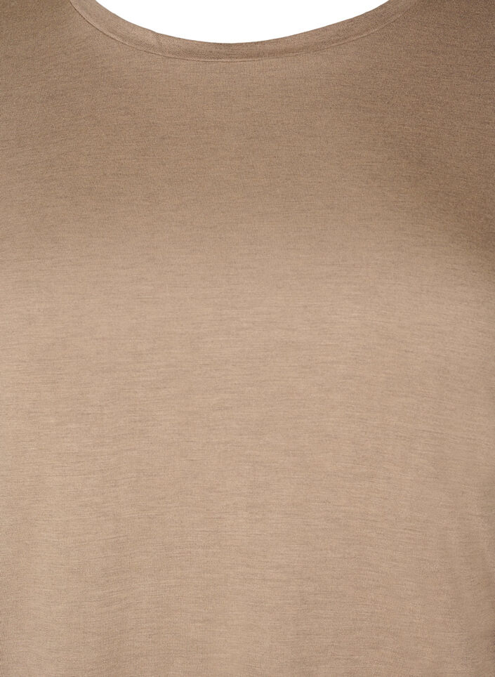 Blouse met lange mouwen van wol en viscose, Bruin, Packshot image number 2
