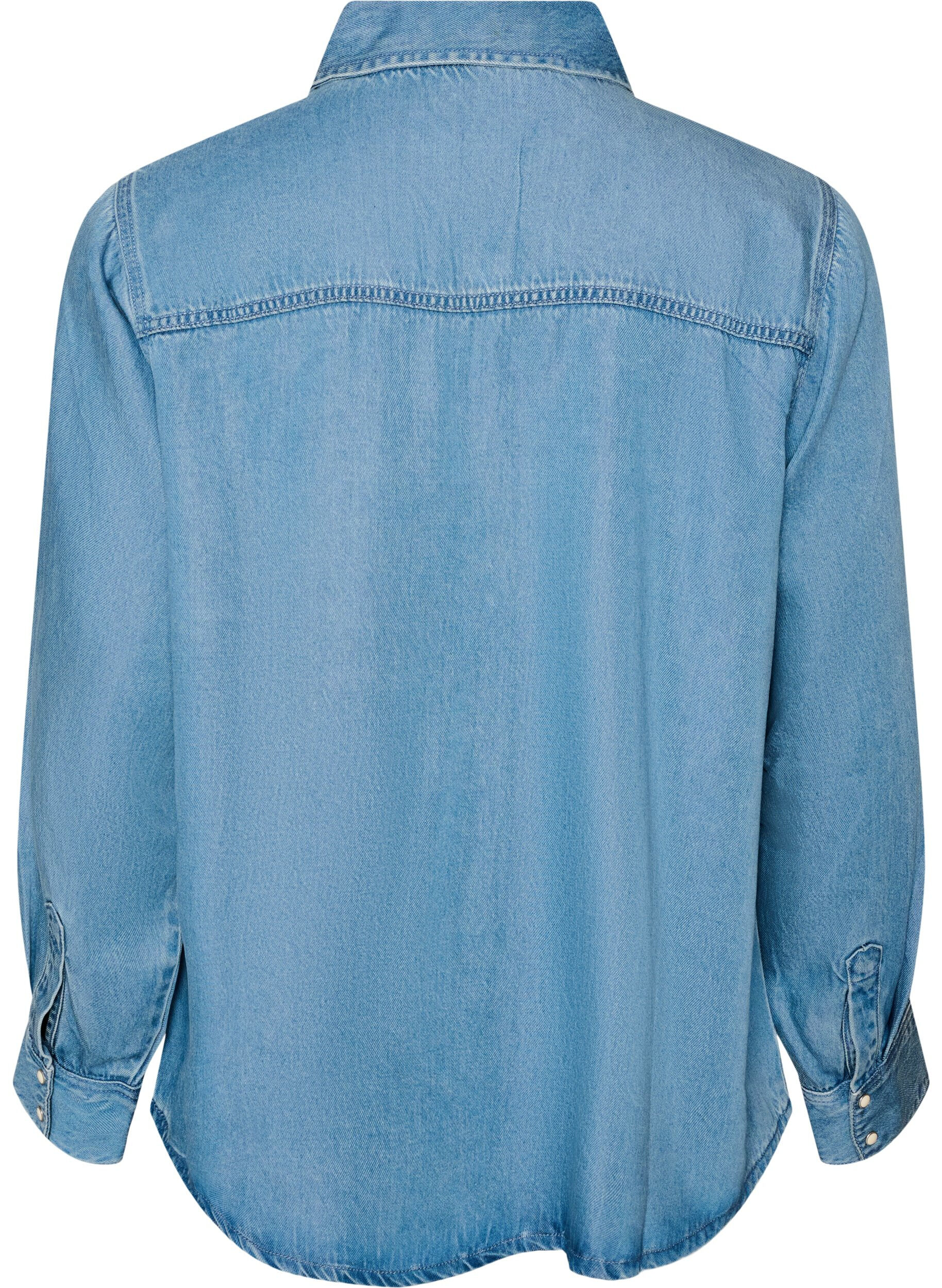 ZizziDenim blouse van lyocell met drukknopen, Blauw, Packshot image number 1