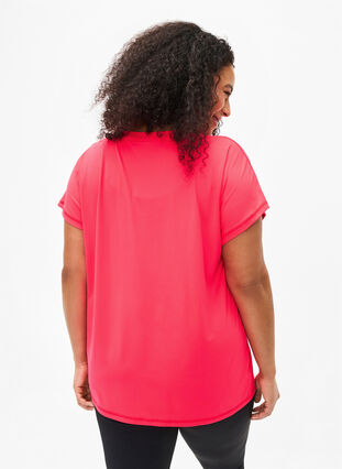 Los trainings-T-shirt met v-hals, Neon Diva Pink, Model image number 1