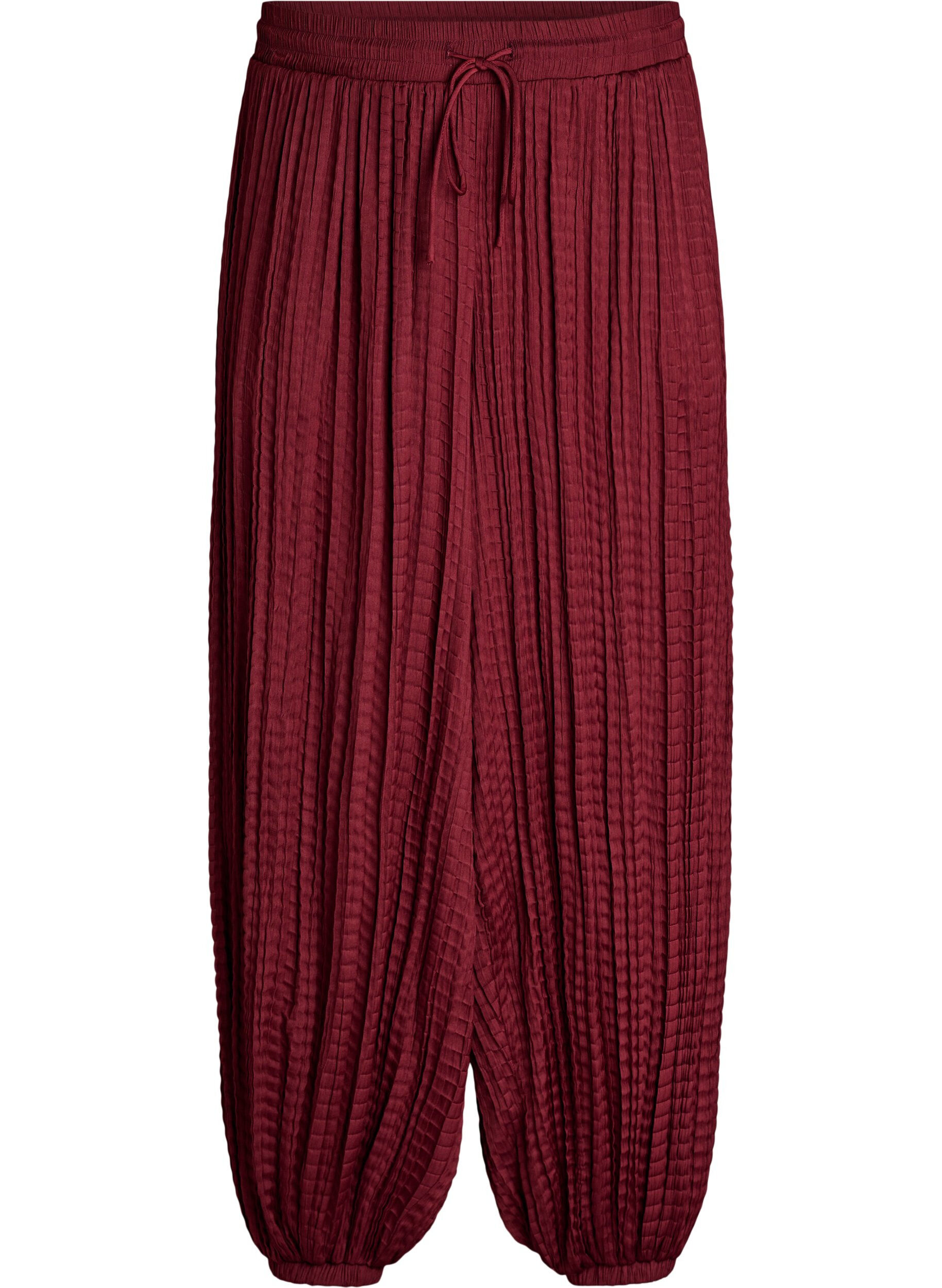 ZizziBallonbroek met structuur en elastische taille, Rood, Packshot image number 0