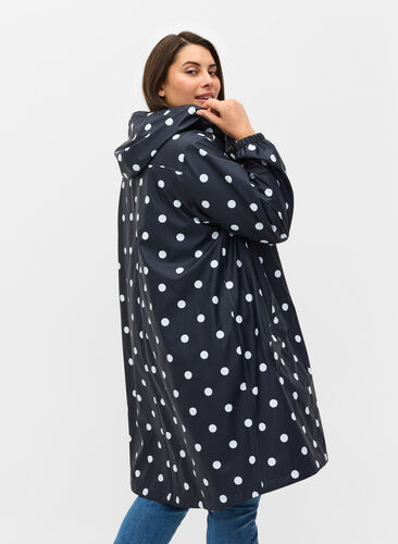 Veste de pluie à motif avec capuche, Navy Blazer W/Dots, Model image number 1