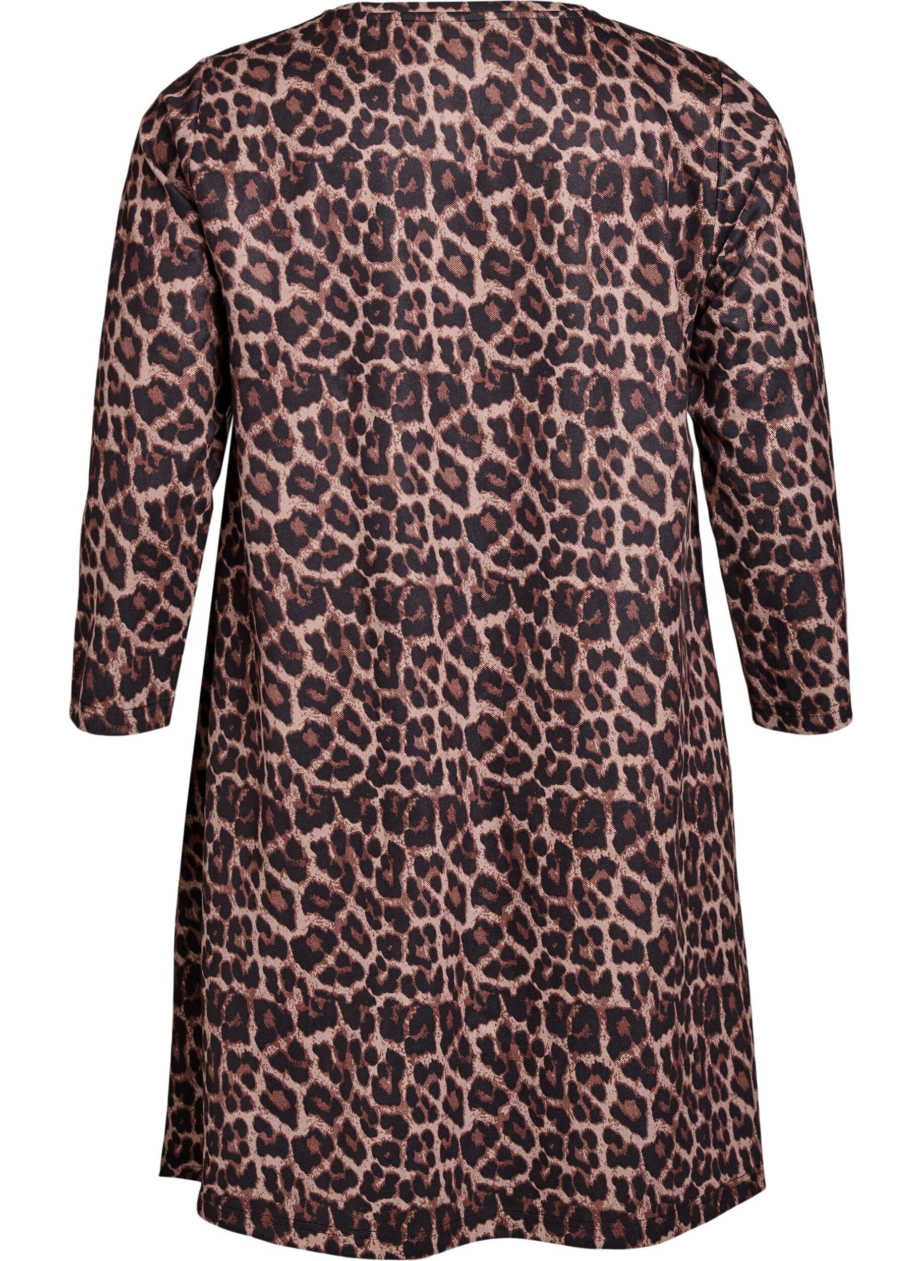 ZizziKorte A-lijn jurk met 7/8 mouwen, Bruin, Packshot image number 1