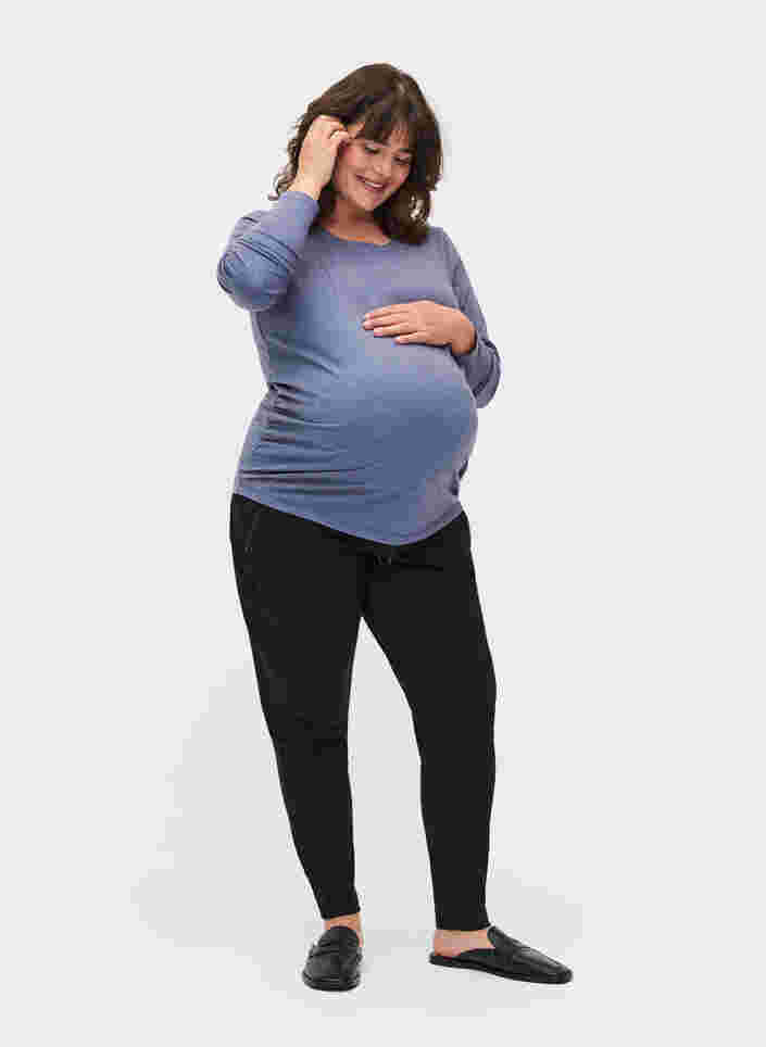 Blouse de grossesse basique à manches longues, Nightshadow Blue, Model image number 2