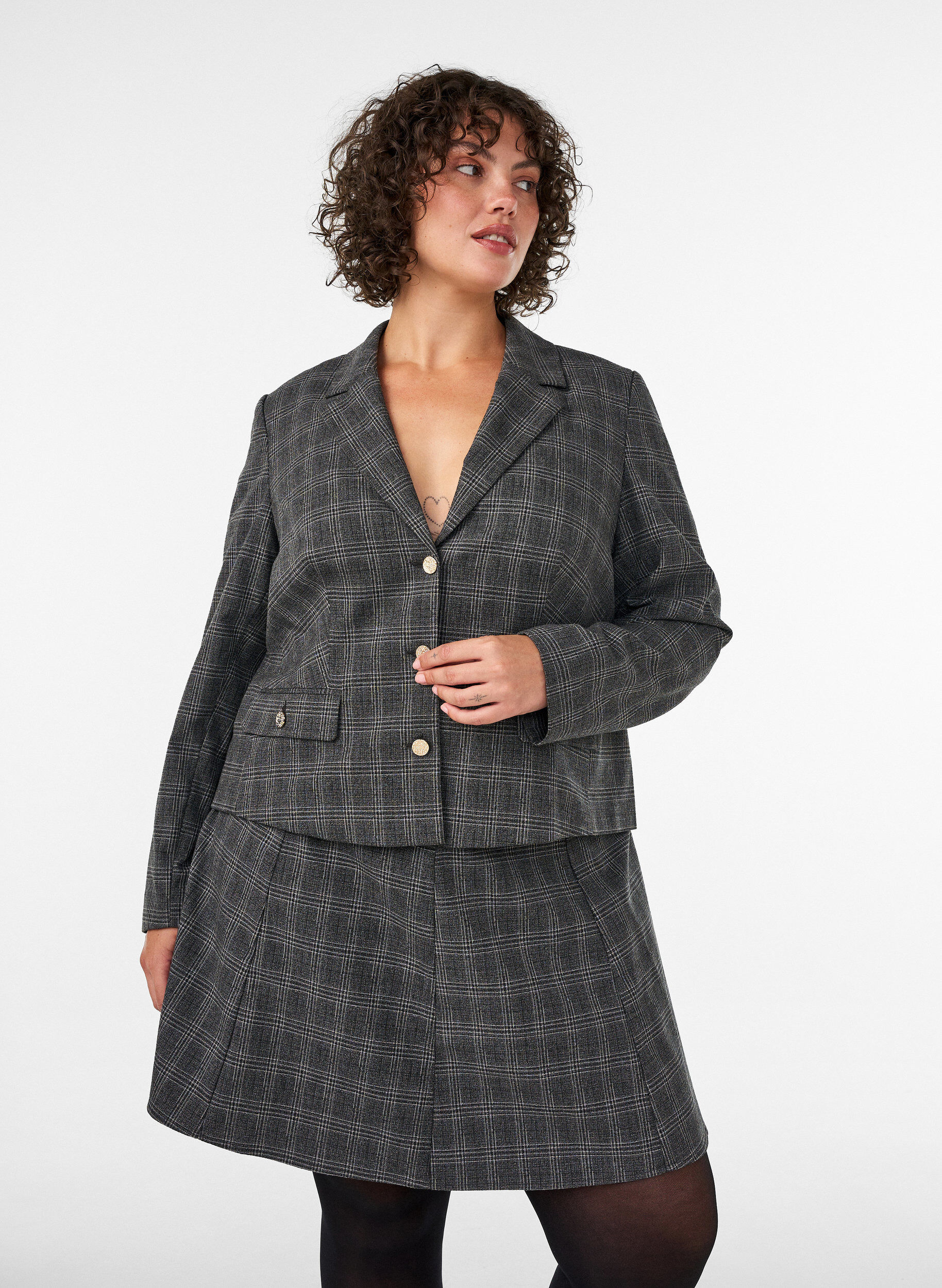 Jupe courte &agrave; coupe &eacute;vas&eacute;e, Gris anthracite, Model