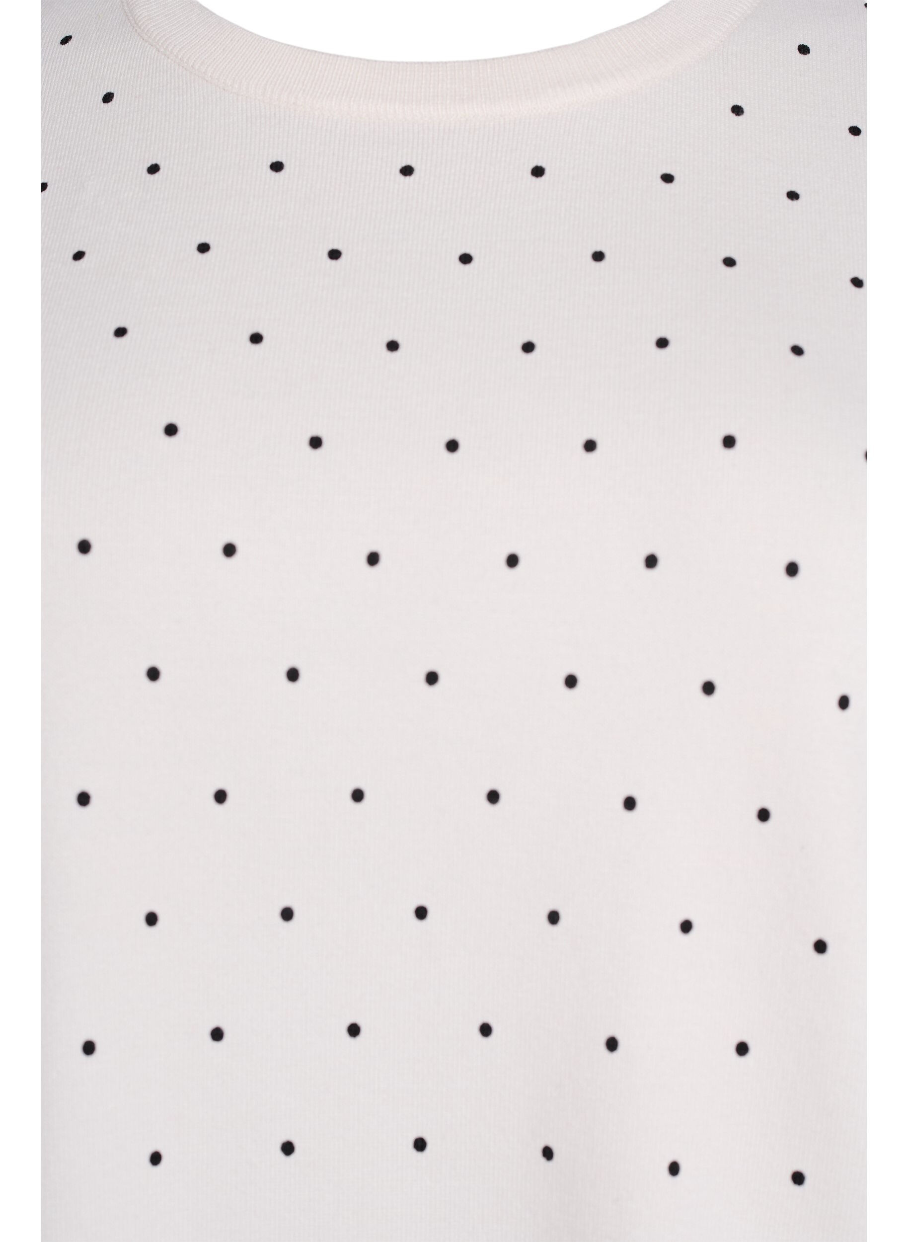 ZizziGebreide top met stippenpatroon en korte mouwen, Wit, Packshot image number 2