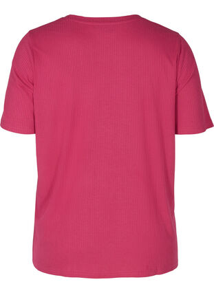 T-shirt à manches courtes en qualité côtelée, Sangria, Packshot image number 1