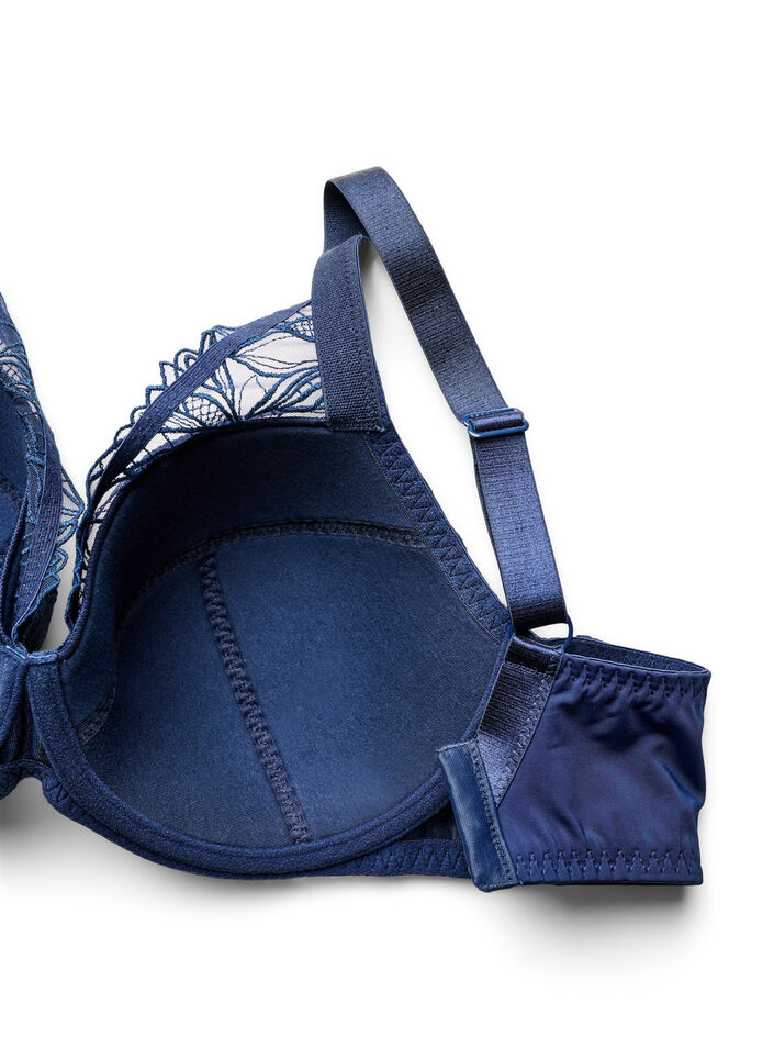 Soutien-gorge rembourr&eacute; en dentelle avec armatures, Bleu, Packshot image number 3
