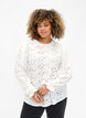 Blouse met lange mouwen en gaatjespatroon, Bright White, Model image number 0