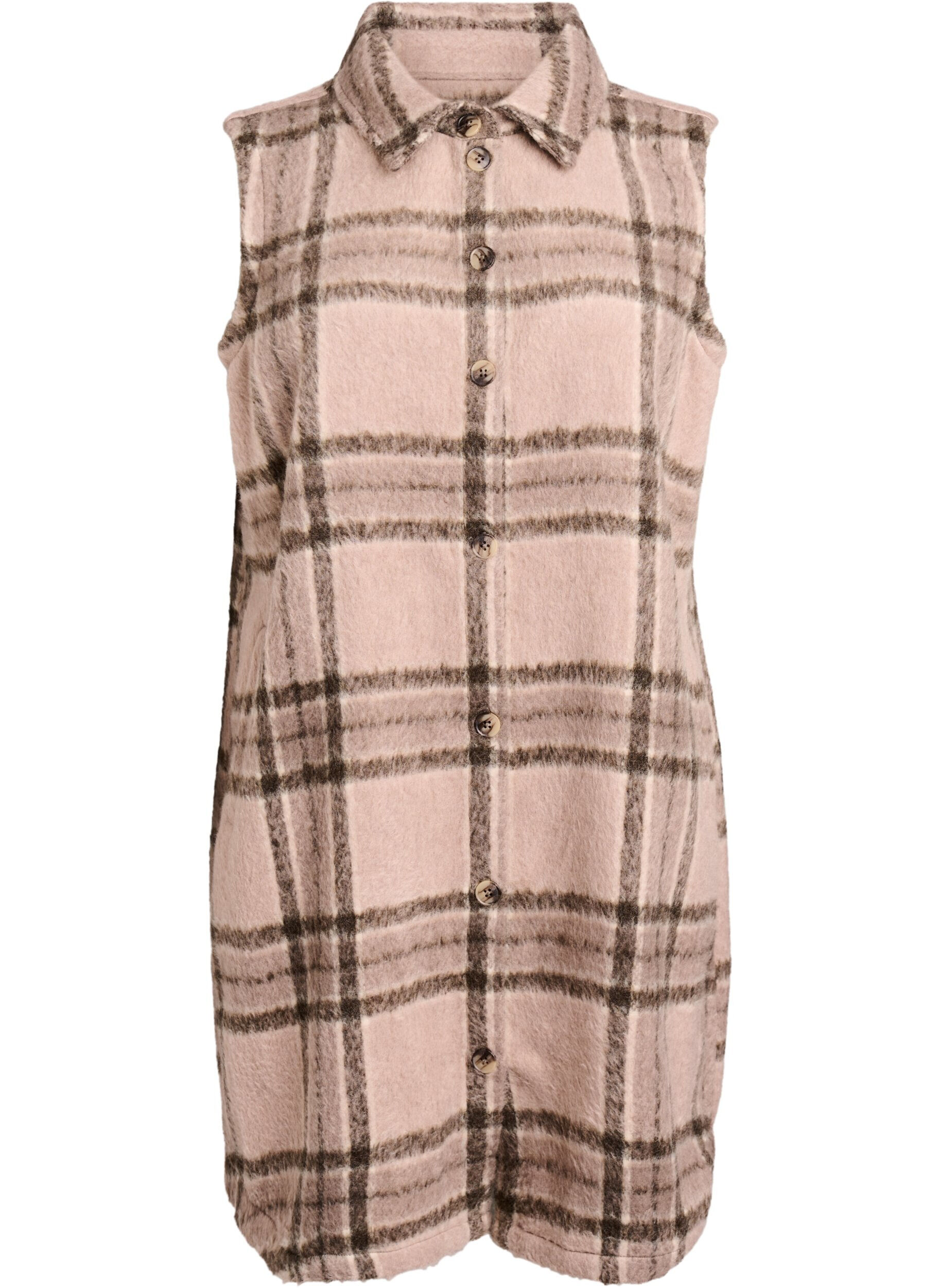 Lange geruite vest in geborstelde kwaliteit