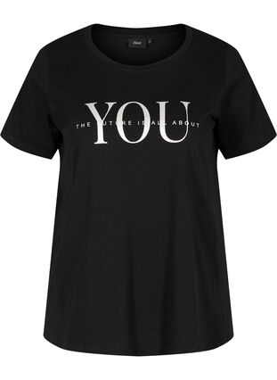 T-shirt met print van biologisch katoen, Black You, Packshot image number 0