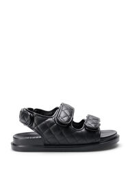 Leren sandaal met brede pasvorm, Black, Packshot