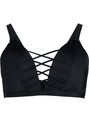 Haut de bikini avec détail string, Black, Packshot image number 0