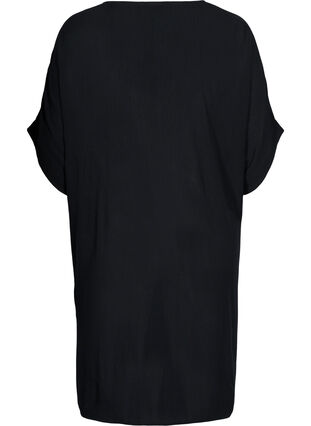 Robe de plage manches courtes en viscose, Black, Packshot image number 1