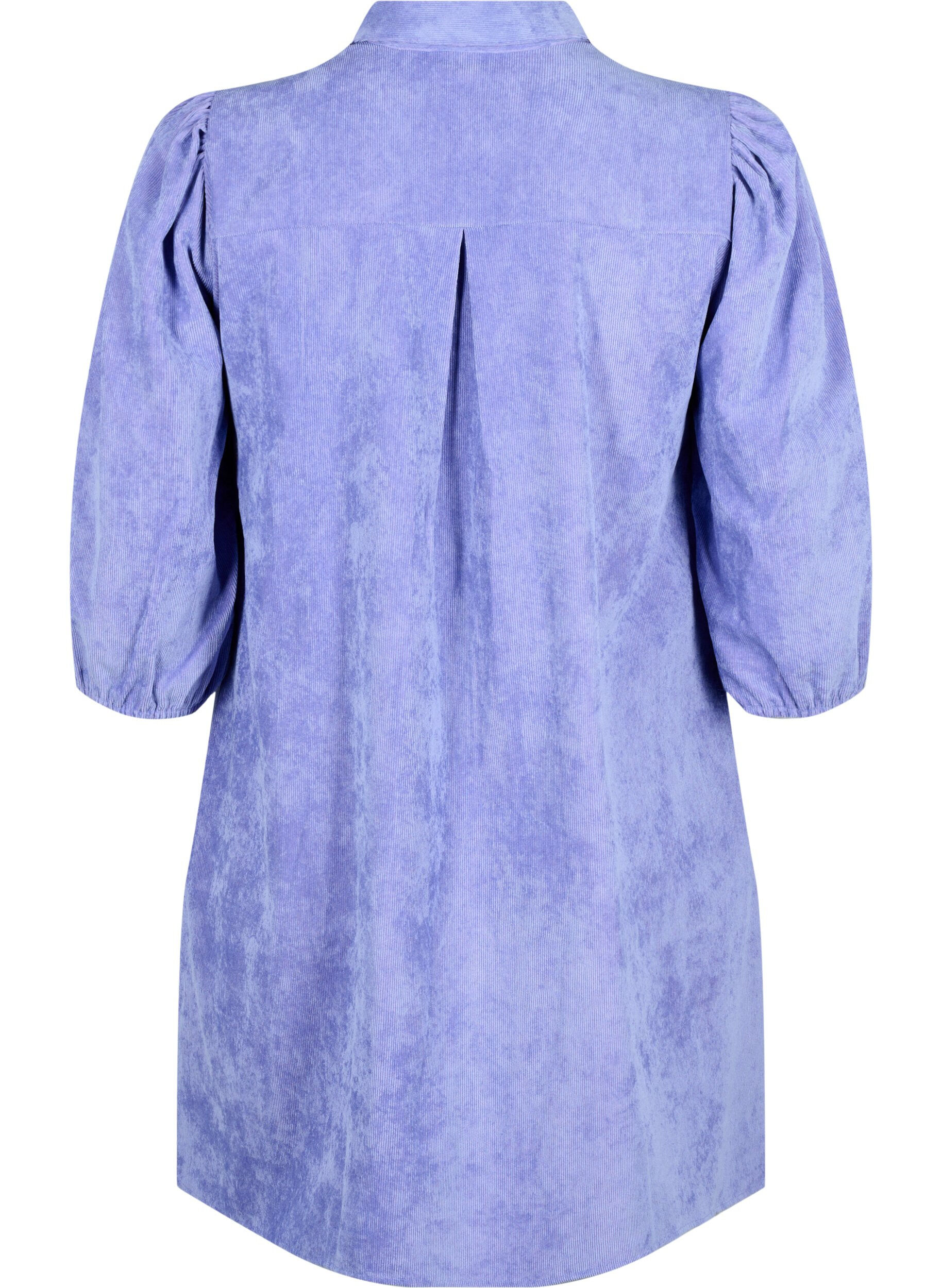 Zizzi Robe en velours c&ocirc;tel&eacute; avec manches 3/4 et boutons., Lavender Violet, Packshot image number 1