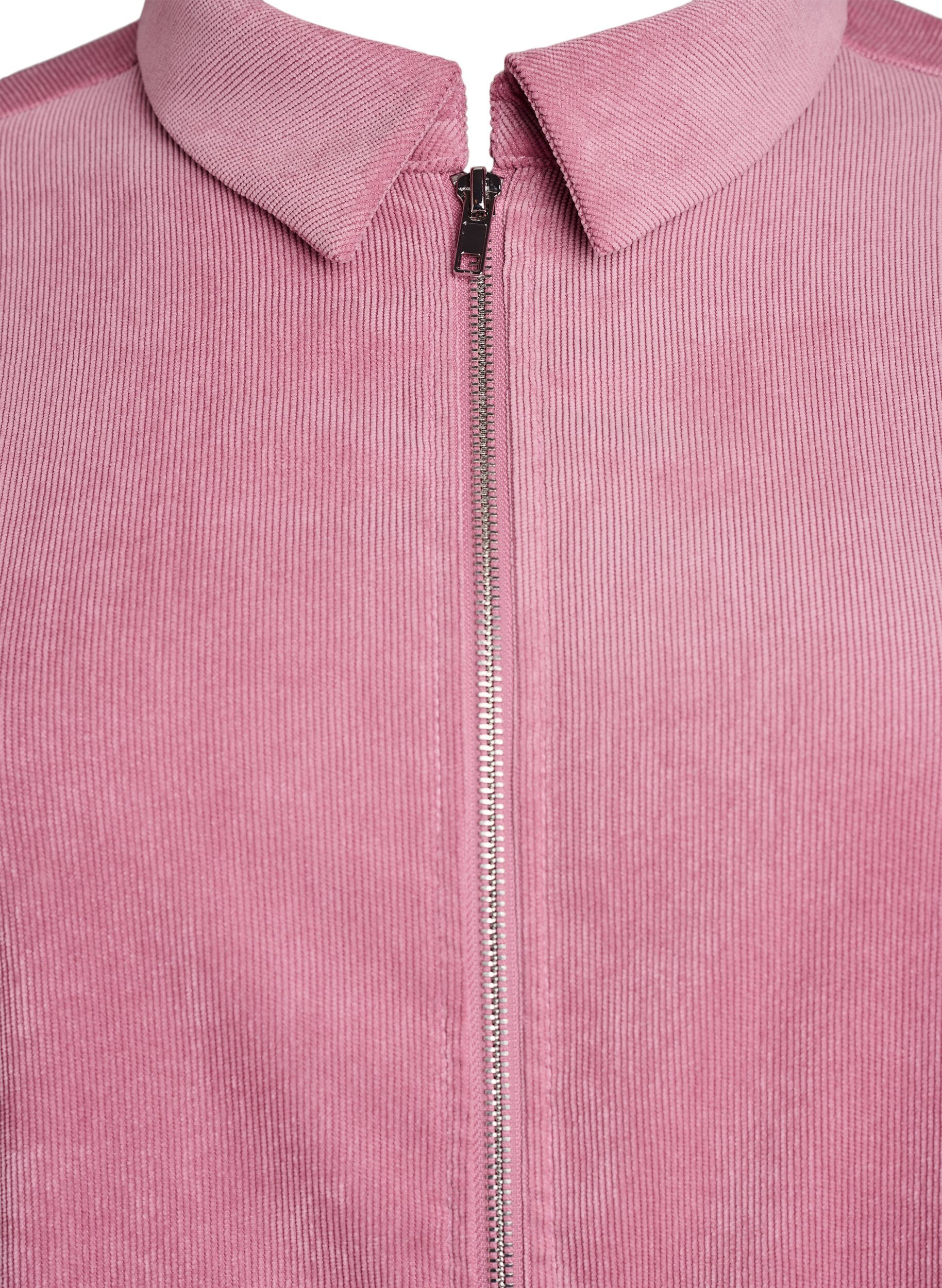ZizziCorderoy jurk met rits en 3/4-mouwen, Roze, Packshot image number 2